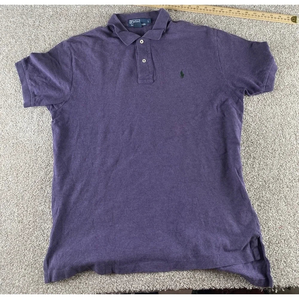 Polo Ralph Lauren Soft Touch Cotton Purple Polo Shirt Mens L Green Pony Preppy